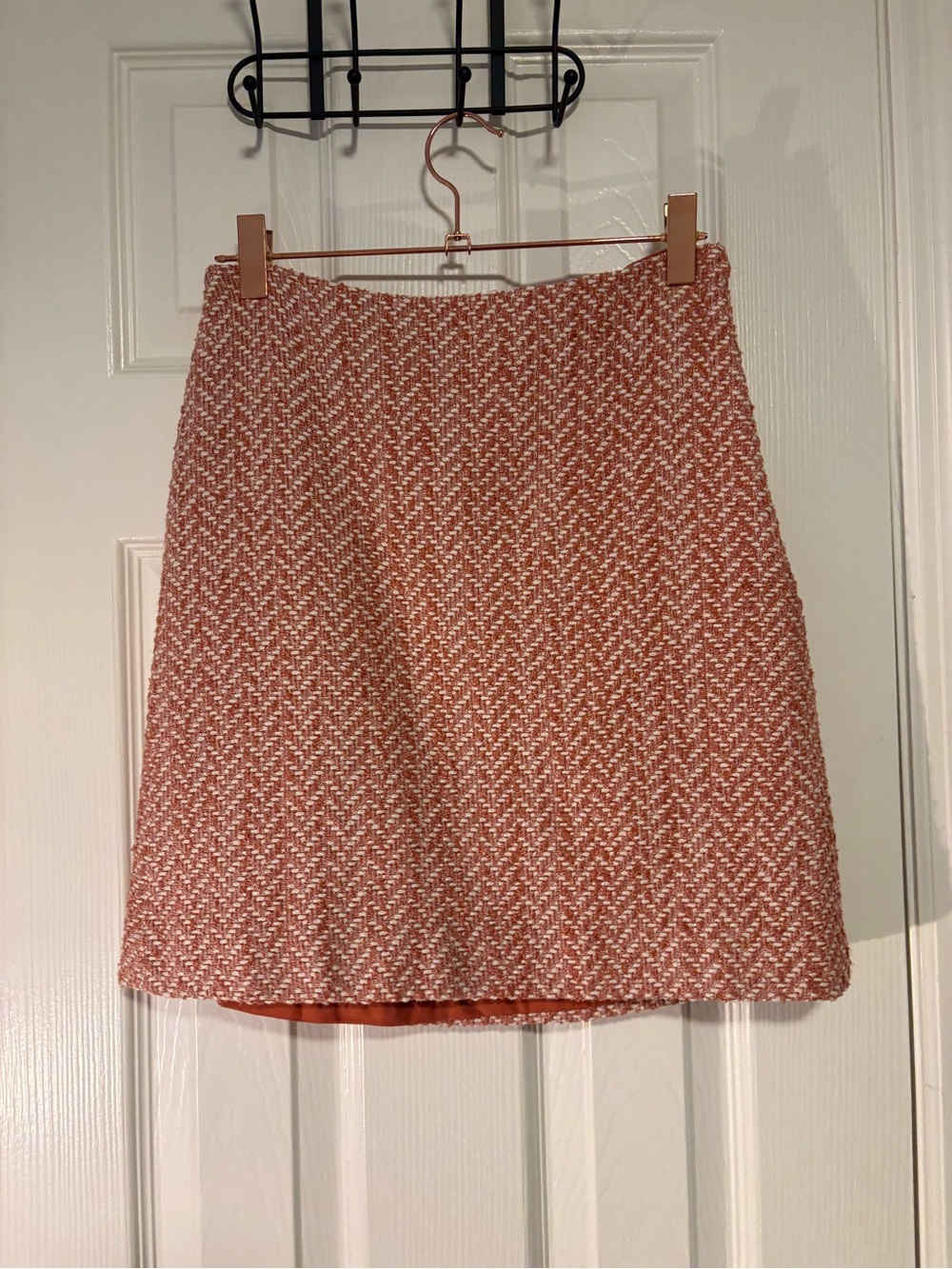 LOFT Coral and White Tweed A-Line Mini Skirt